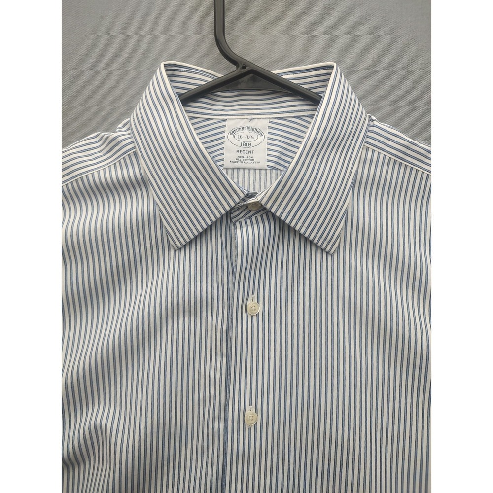 Brooks Brothers Non-iron Regent Men's Shirt Blue Striped Button Up 16 4/5